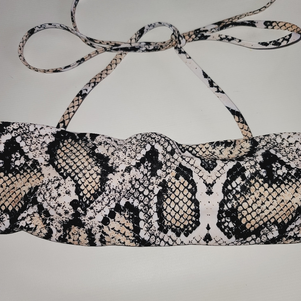 Zaful snake skin bandeau bikini halter top